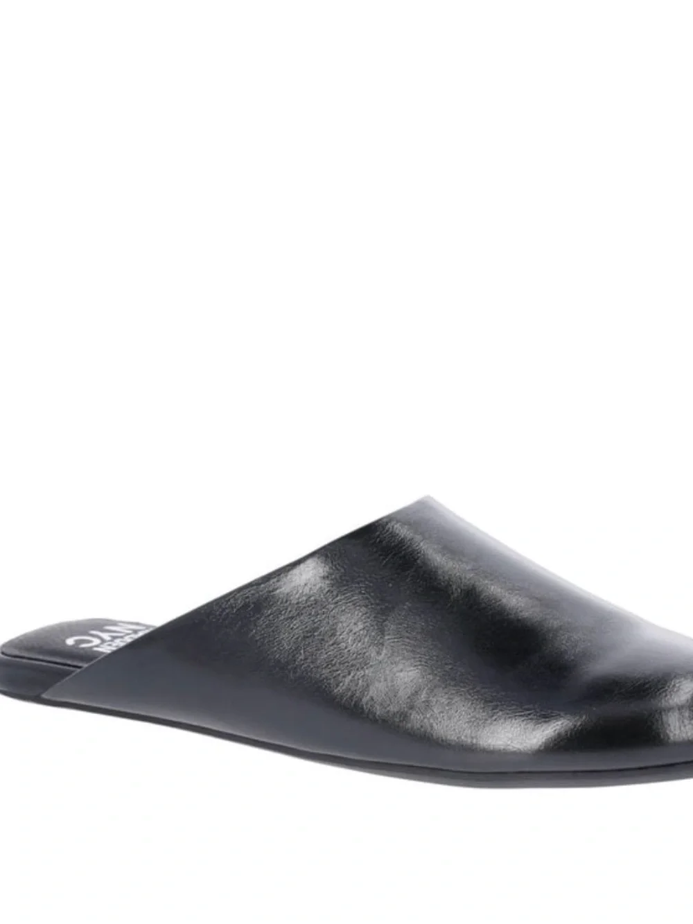 Madden NYC Women's Black Leather Slip-On Mule Flats